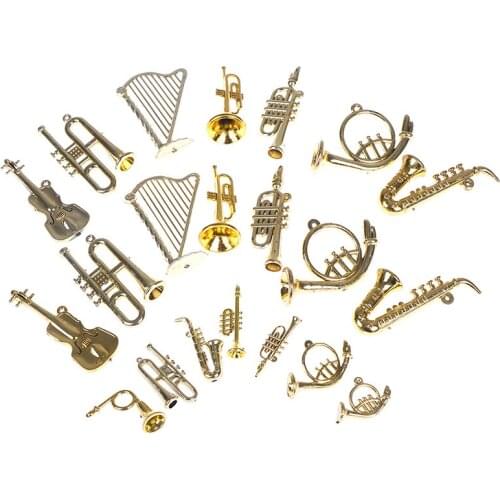 Mini Plastic Musical Instrument Gold Christmas Tree Hanging Xmas Decor