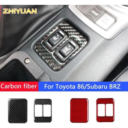 Carbon Fiber Seat Heating Button Trim Frame Sticker Cover Car Accessories For Toyota GT86 FT86 ZN6 Subaru BRZ 2013-2019
