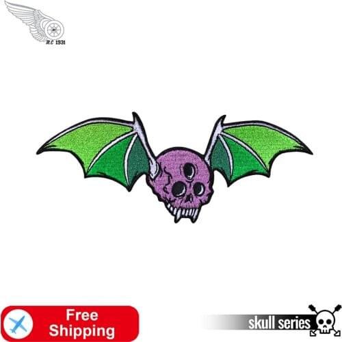 Skull Bat Embroidered Patch Ironing for Clothes Biker Club Badge Skeleton Rider Patches Punk Clothing Accessories