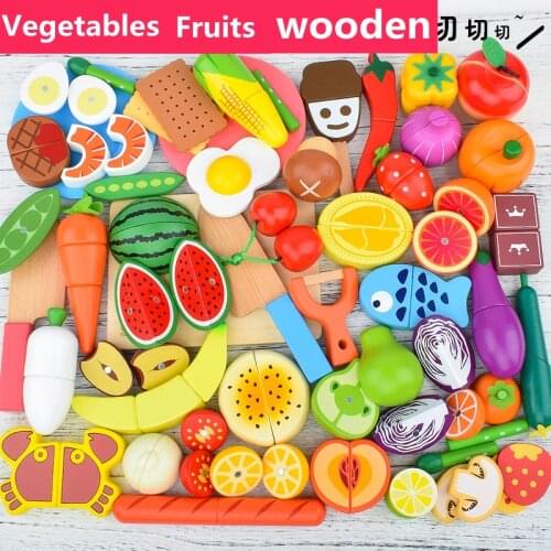 New 1 Pcs Sets Pretend Toy Wooden Kitchen Toys Cutting Fruit Vegetable Play Miniature Food Kids Wooden Baby Early Education Toy