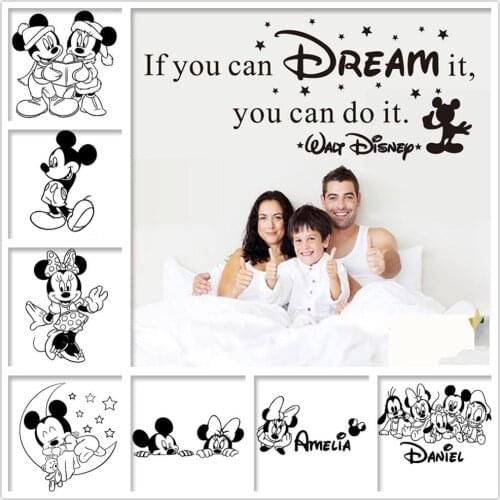 NEW Mickey Minnie Room Wall Art Decal Wall Stickers For Kids Rooms Teens Decor Letter Wallpaper Vinyl Decals Mural Child Bedroom
