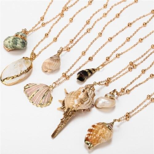 2019 Boho Conch Shells Necklace Sea Beach Shell Pendant Necklace For Women Collier Femme Shell Cowrie Summer Jewelry Bohemian