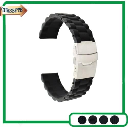 Silicone Rubber Watch Band for Seiko Watchband 18mm 20mm 22mm Men Women Resin Strap Belt Wrist Loop Bracelet Black + Spring Bar