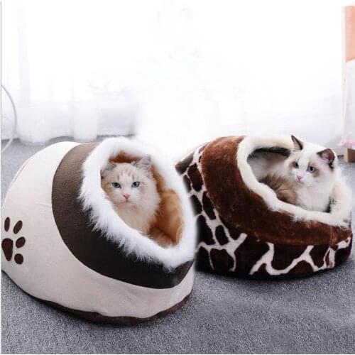 Cat Warm Cave House Bow Design Cat Winter Bed House Plus thick velvet For Small Dog House for cat