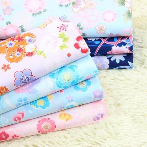 Half meter plain soft breeze gilt flower print fabric handmade DIY garment dress children cloth 100% cotton A861