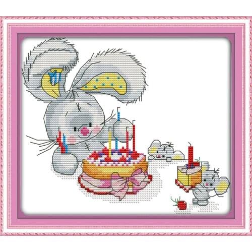 Everlasting Love The Little rabbits Birthday Chinese Cross Stitch Kits Ecological Cotton 11 14CT DIY Gift Christmas Decorations