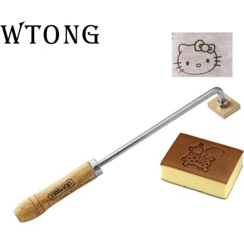 WTONG custom logo handheld fire stick logo stamping burning mold stamp for cake bread beef BBQ wooden copper mold