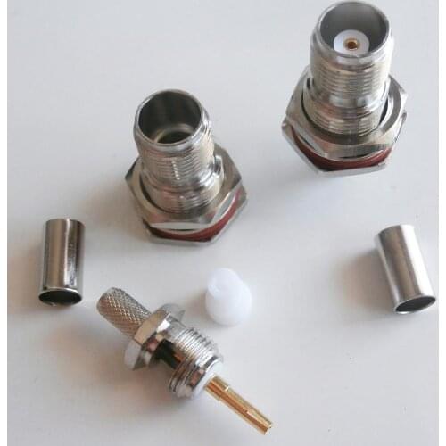 1 Pcs RF Connector TNC Female Jack With O-ring Bulkhead Panel Nut Crimp for LMR195 RG58 RG142 RG223 RG400 Cable Brass Straight