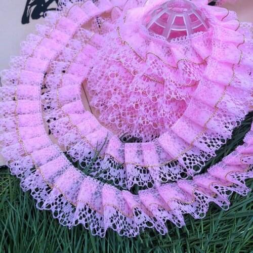 2 meters Lace Gold Rim Gauze Wrinkle Ribbon DIY Toy Doll Dress Trim Curtain Stage Clothing Decoration Accessories