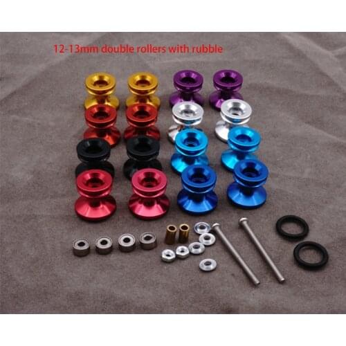 2PCS(1pair) 15418 12-13mm Aluminum Alloy Double Guide Rollers /Wheel With Rubber O Ring For Tamiya Mini 4WD Car Model Parts