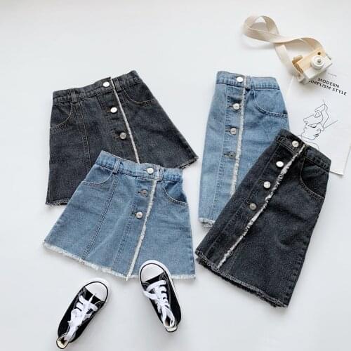 2021 Summer Kids A Line Denim Skirt 2021 Baby Girls Denim Skirt Toddler Children Jean Skirt Cute Infant Kids Rivet Skirts