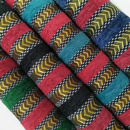 3 Yards/lot Chenille Sofa Fabric Gold Stripe Jacquard Home Decoration Handicrafts Toy Handbag DIY Sewing Accessories