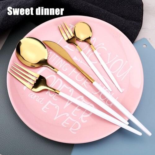 4-5-24Pcs/Sets Kitchen Tableware Stainless Steel Utensils Cutlery Lunch Dishes Complete Dinner Knife Fork Spoons Dinnerware