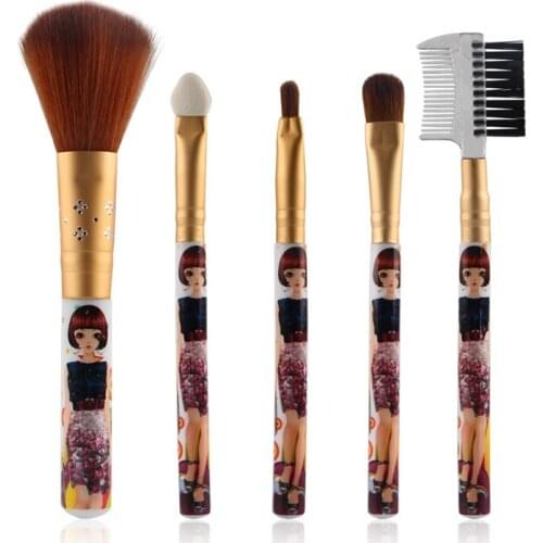 5pcs Professional Makeup Brushes Set Eye Shadow Lip Brow Brush Cartoon Printing Powder Foundation Make Up Tools Drop shipping