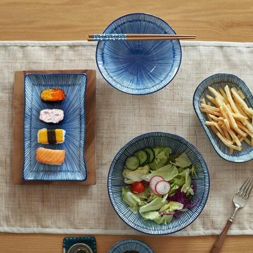 6 Piece Japanese Style Ceramic Sushi Plate Dinnerware Set with 1 Sushi Plates 1 Sauce Bowls Pairs of ChopstickS
