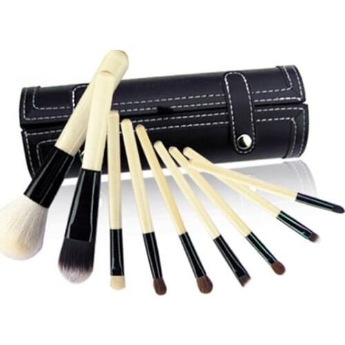 9 Pcs Exquisite Comestic w/ Tubular Case Professional Makeup Accessories Brushes Tools Foundation Brush Sets & Kits High Quality