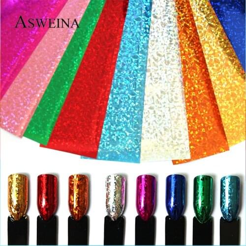 9 Pc/Set Nail Transfer Stickers Holographic Cats Eye Art Foils Silver Starry Mix Colorful Decals Metallic Paper DIY Color