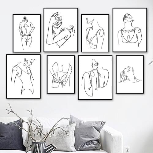 Abstract Girl Line Sports Competition Wall Art Canvas Painting Nordic Posters And Prints Wall Pictures For Living Room Decor