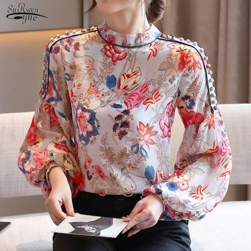 Blusas Mujer De Moda 2021 Autumn Long Sleeve Women Blouse Shirts Blouse Women Print Chiffon Shirt Tops Clothes New Blusa 16590