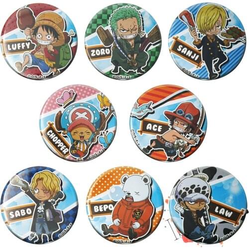 ONE PIECE Anime Badge Luffy Zoro Sanji Chopper Ace Sabo Bepo Law Metal Badge Brooch Pins