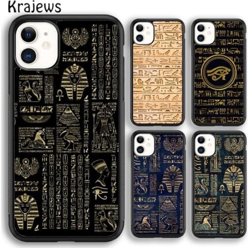 Krajews Ancient Egyptian Hieroglyphic Phone Case Cover For iPhone 5s SE 2020 6s 7 8 plus X XS XR 11 12 mini pro max coque Shell