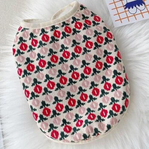 Floral Cat Clothes Vest Cat Dog Coat Jacket Winter Long Plush Girl Dog Clothing Warm Sleeveless Overcoat Costume Cat Clothing#16