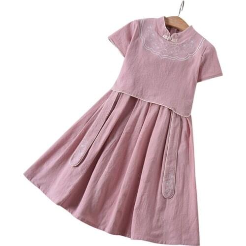 Childrens Tang suit skirt girls Republic of China style retro Chinese style stage performance clothing chinese wedding dress