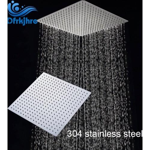Dfrkjhre 10/12/16/20 inch Rainfall Squre Shower Head Ultrathin Style Bathroom Shower head Chrome/black/Nickle Golden 40cm * 40cm