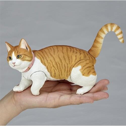 18cm Anime White Cat Moveable Tabby Cat Short Leg Cute Moveable Joints Action Figure pvc Collection Model Toy