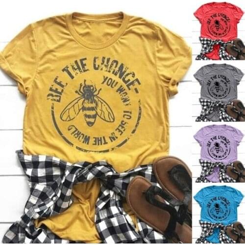 Bee The Change You Want To See In The World T-shirt Women Graphic Fashion Graphic Tees Ulzzang Women Shirts