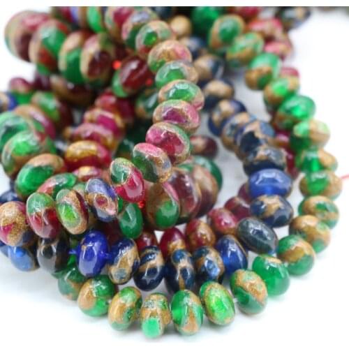 4x6mm 5x8mm 7x10mm Multicolor Golden Sand Stone Bead Abacus Rondelle Loose Round Beads For Jewelry Making Wholesale 15inch B3305