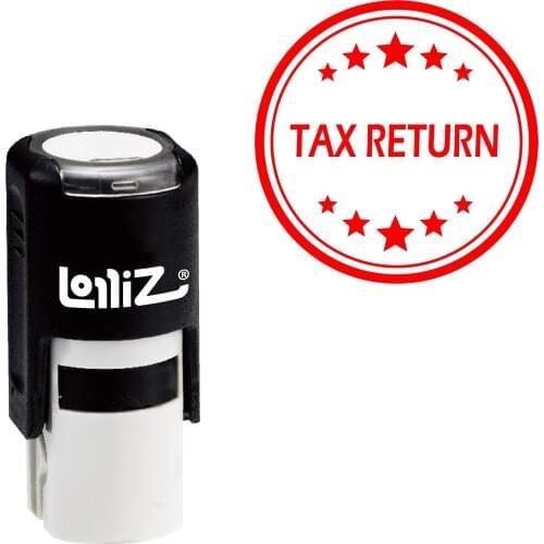 LolliZ Tax Return Round Office Stars One Line Self-Inking Stamp