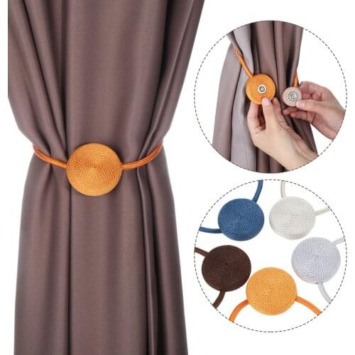 DRELD 2pcs/set Magnetic Curtain Hand-Woven Tiebacks Holdbacks Drapery Tie-Backs Bedroom Living Room Curtain Decoration