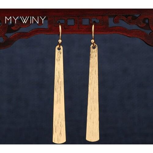 MYWINY NEW fashion jewelry long metal copper splat simple earrings