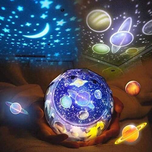 Night Light Planet Projector Earth Universe LED Lamp Colorful Rotate Flashing Star Decoration Kids Baby Christmas Gift