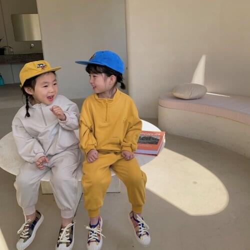 2021 New Children Girls Clothes Set Orange Apricot Tracksuit Sport Casual Clothing Set Outwear Kids Toddler Spring 2pcs Sets