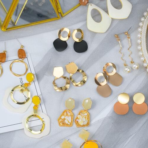 New Korean Round Earrings For Women 2020 Fashion Statement Geometric Gold Wedding Dangle Drop Earrings Female kolczyki Jewelry