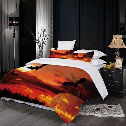 Halloween Style Adult Bedding Set Full Size Quilt Cover with Pillowcase Funny Pumpkin Head Home Textile Set Can Be Customized