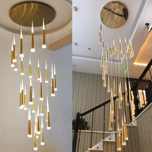 Simple post-modern stairwell chandelier villa duplex building bar living room meteor shower drop long chandelier