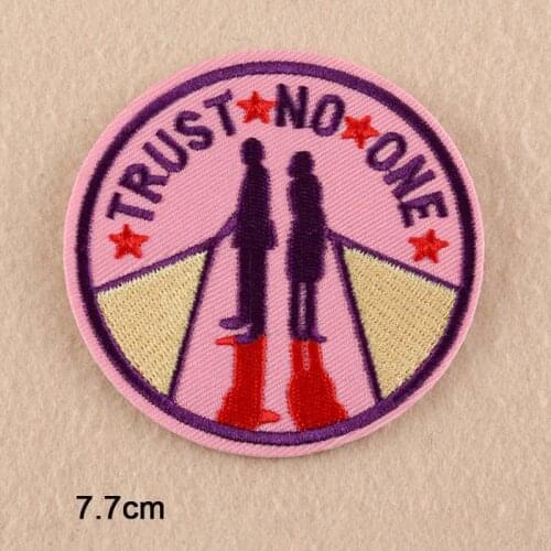 Pink Trust No One Punk Iron On Patch Embroidered Clothes Patch For Clothing Girl Clothes Stickers Garment Apparel Accessor