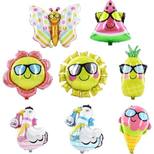 Cute Fruit with Glasses Ballon Hawaii Party Foil Balloons Hawaiian Pineapple Sunflower Baloon Birthday Party Gender Reveal Decor