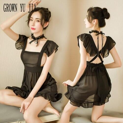 Sexy Slutty Maid Uniform Porno Play Servant Dress Tulle Sex Skirt Erotic Cosplay Costume Perspective Girls Hot Naughty Lingerie