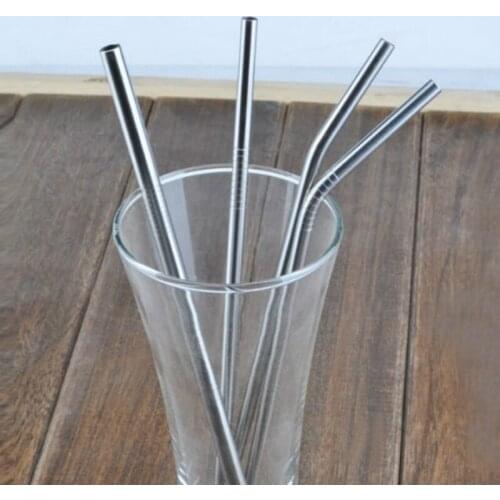 Reusable Metal Drinking Straws 304 Stainless Steel Sturdy Bent Straight Straw Bar Party Accessory 10pcs/lot