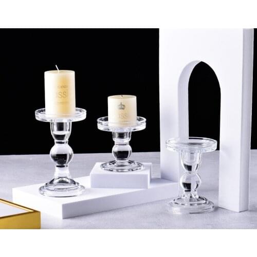 Glass candle holders European-style restaurant tall candle holders glass crafts