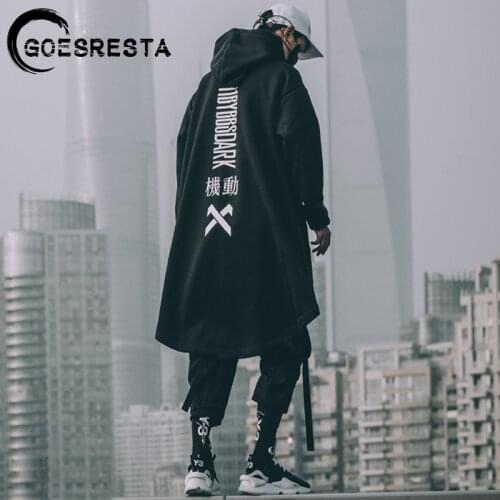 Men Hoodies Sweatshirt Oversize Hip Hop Long Cloak Gothic Jacket Streetwear Coat Harajuku Fashion Printing Loose Sweatshirt Men