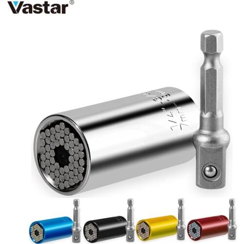 Vastar Universal Torque Wrench Head Set Socket Sleeve 7-19mm Power Drill Ratchet Bushing Spanner Key Magic Multi Hand Tools