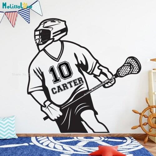 Lacrosse Wall Art Stickers Quote Gifts Custom Nmae And Number Decals Sport Vinyl Boy Jersey Personalized Decor YT5580