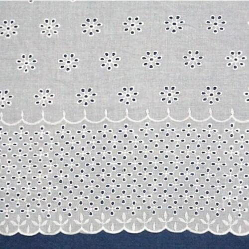 White Flower Hollow Out Lace Cloth Embroidered Womens Summer Cotton Cloth Hollow Lace Fabric