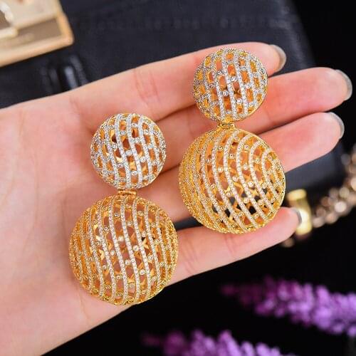 SORAMOORE Brincos Female DIY Big Ball Pendant Earrings For Women Wedding Geometric Drop Earring Fashion Jewelry Gift 2020 New