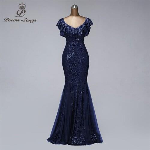 2021 New style mermaid evening dresses V-neck vestidos de fiesta de noche elegant women dresses evening party